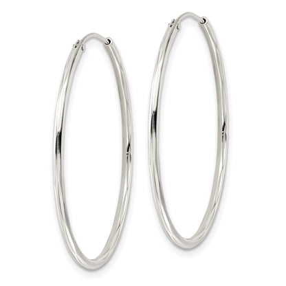Sterling Silver Diamond-Cut 1.5X35mm Endless Tube Hoop Earrings