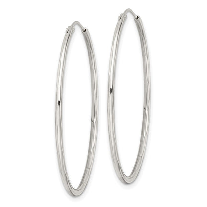 Sterling Silver Diamond-Cut 1.5X40mm Endless Tube Hoop Earrings