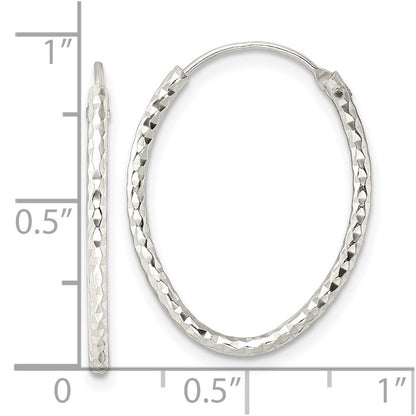 Sterling Silver Polished D/C Oval Endless Hoop Earrings