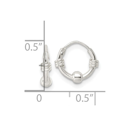 Sterling Silver Polished Beaded Circle Endless Hoop Earrings