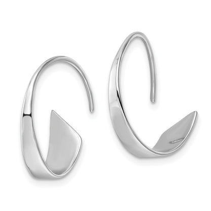 Sterling Silver Rhodium-Plated Polished Flat Bar Hoop Threader Earrings
