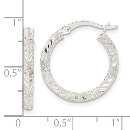 Sterling Silver Polished And Laser Diamond-Cut Hoop Earrings