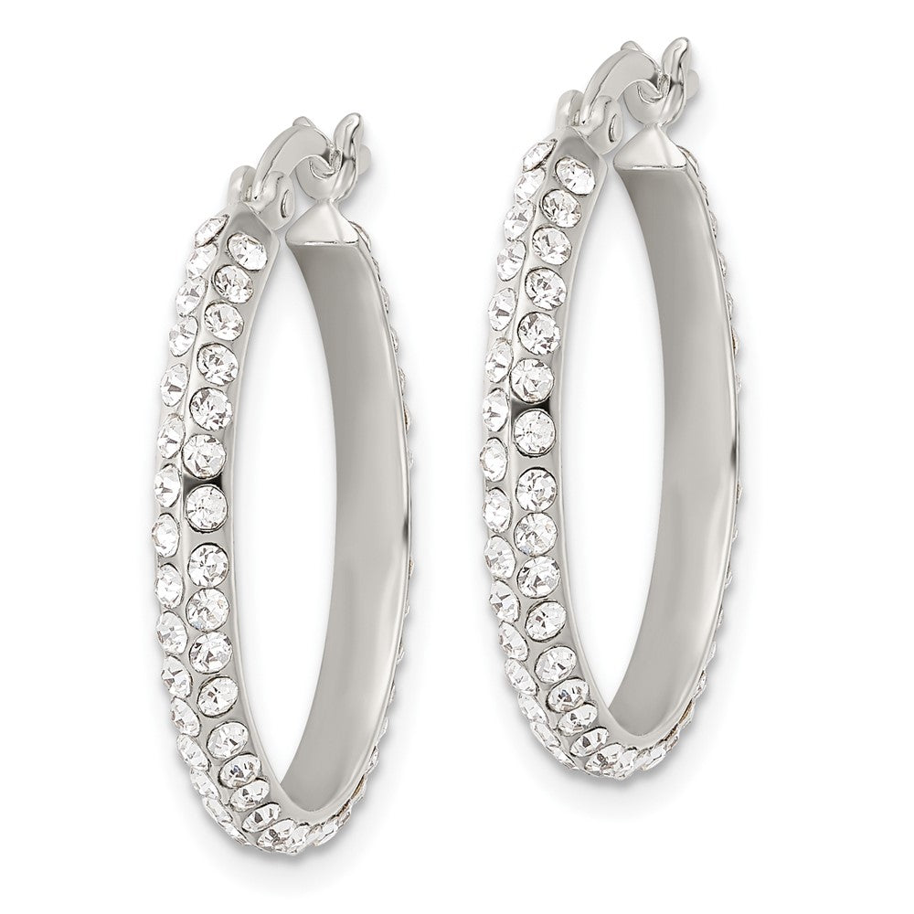 Sterling Silver Cz Round Hoop Earrings