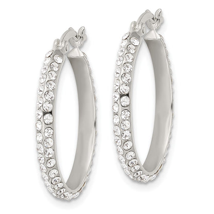 Sterling Silver Cz Round Hoop Earrings