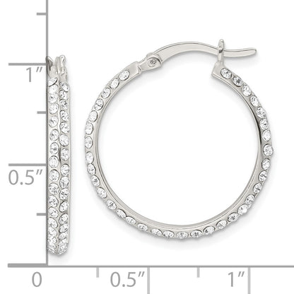 Sterling Silver Cz Round Hoop Earrings