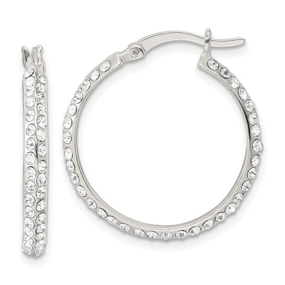 Sterling Silver Cz Round Hoop Earrings