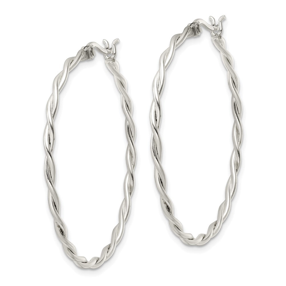 Sterling Silver Satin Twisted Hoop Earrings