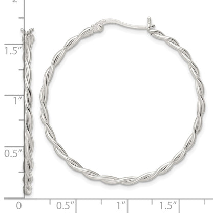 Sterling Silver Satin Twisted Hoop Earrings