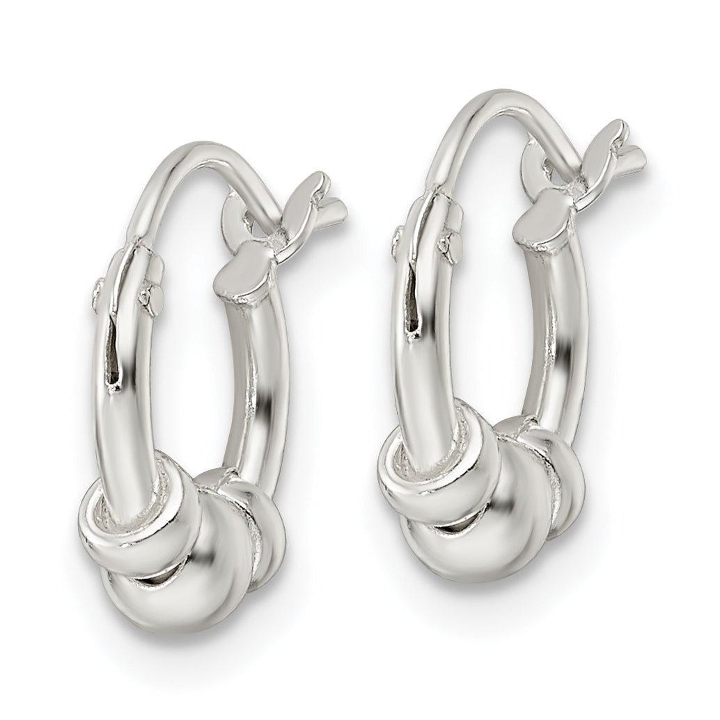 Sterling Silver Polished Beaded Circle Hoop Earrings