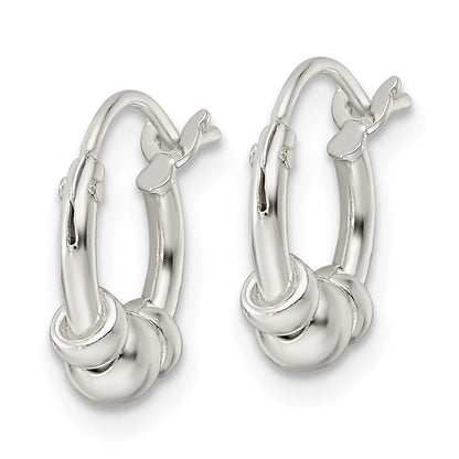 Sterling Silver Polished Beaded Circle Hoop Earrings