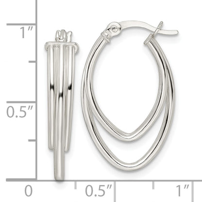Sterling Silver Polished Triple Oval Hoop Earrings