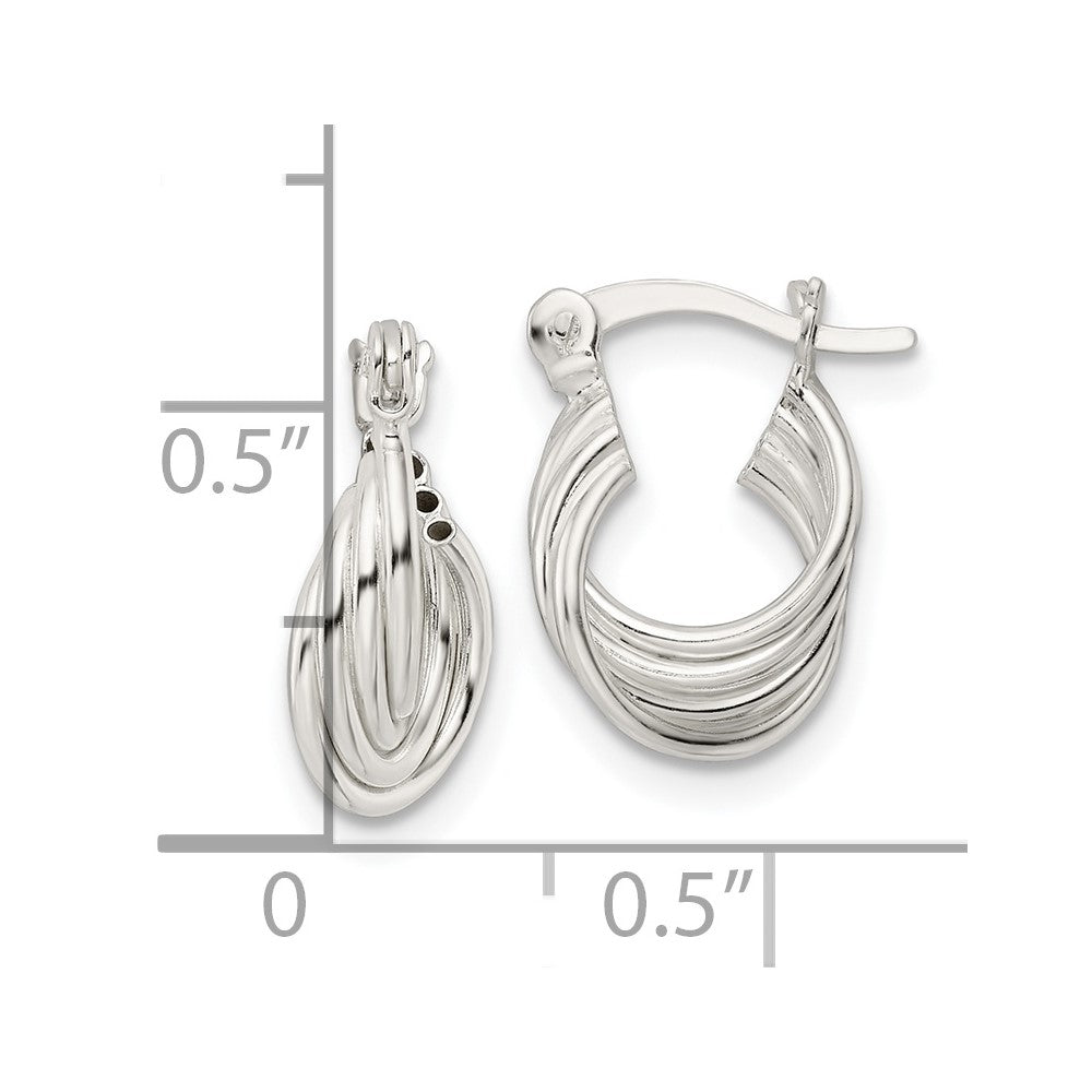 Sterling Silver Polished Triple Circle Hoop Earrings