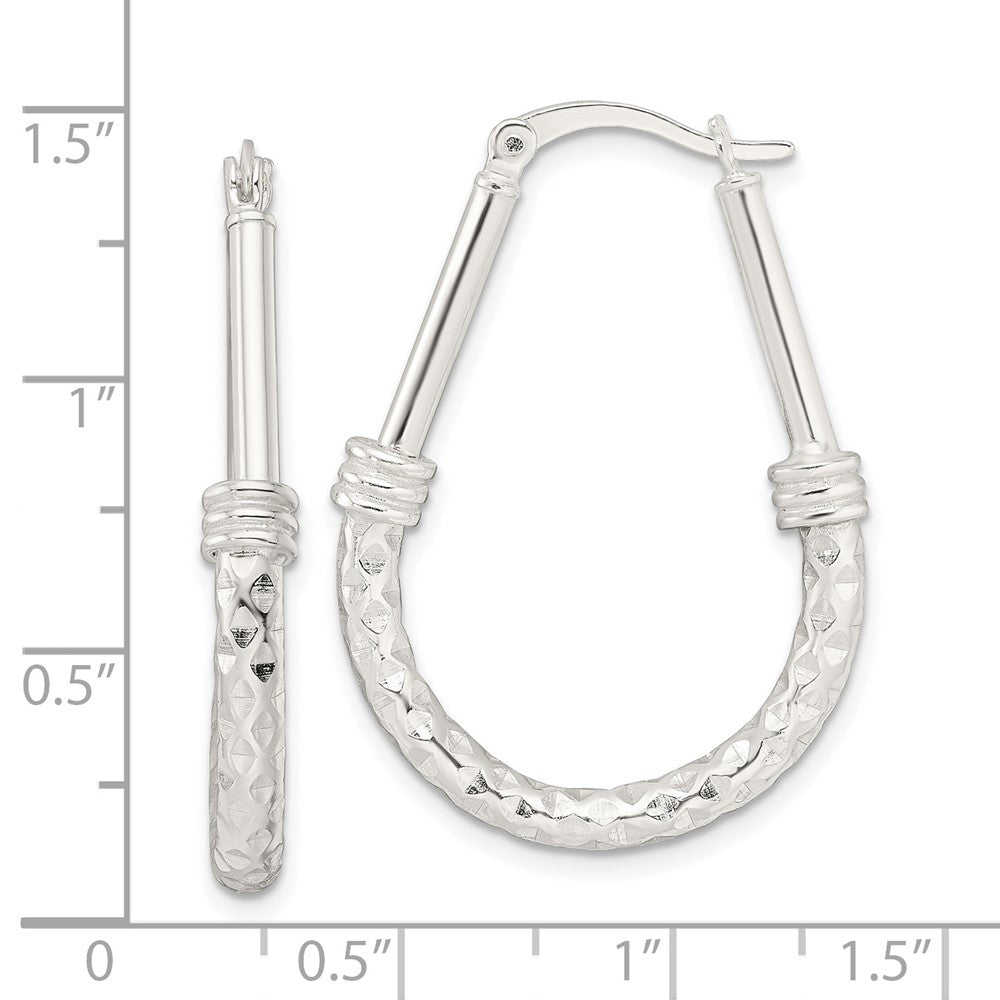 Sterling Silver Polished Fancy Oval Hoop Earrings