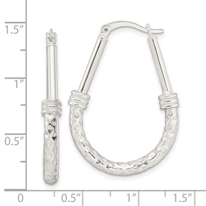 Sterling Silver Polished Fancy Oval Hoop Earrings