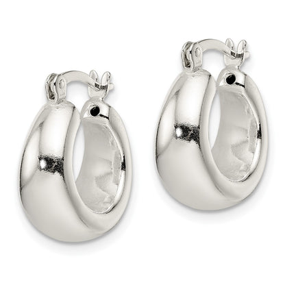 Sterling Silver Polished & Tapered Round Hoop Earrings