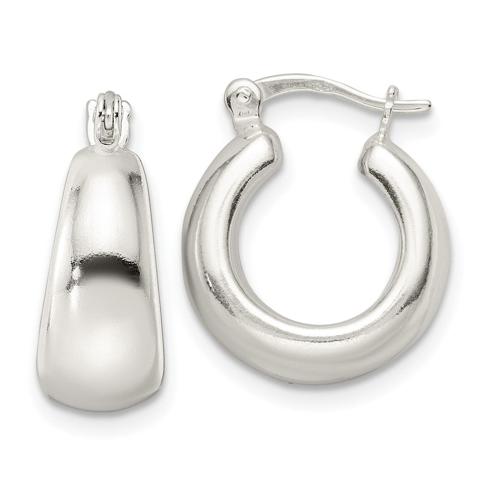 Sterling Silver Polished & Tapered Round Hoop Earrings
