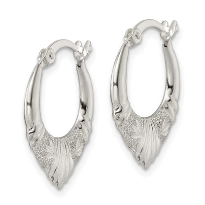 Sterling Silver Polished & Lasered D/C Scalloped Hoop Earrings