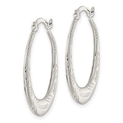 Sterling Silver Polished & Textured Knife Edge Round Hoop Earrings