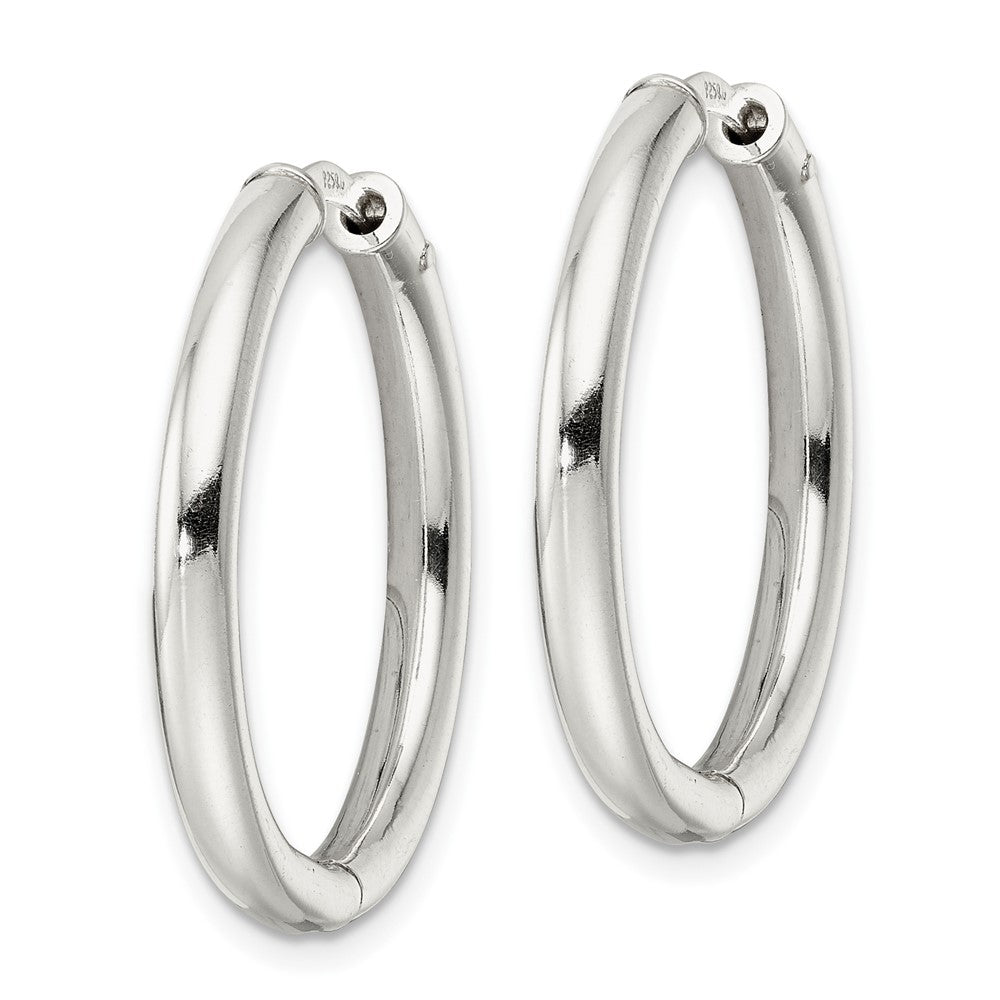 Sterling Silver Polished 3X28mm Hinged Tube Hoop Earrings
