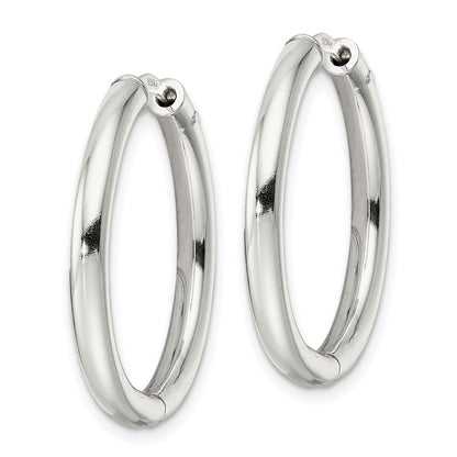 Sterling Silver Polished 3X28mm Hinged Tube Hoop Earrings