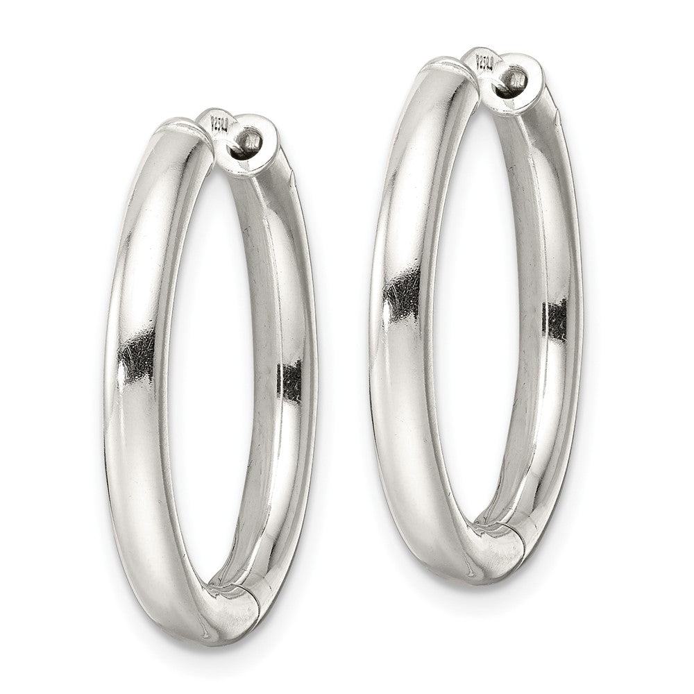 Sterling Silver Polished 3X25mm Hinged Tube Hoop Earrings