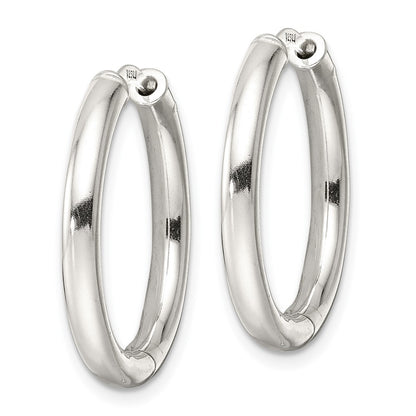 Sterling Silver Polished 3X25mm Hinged Tube Hoop Earrings