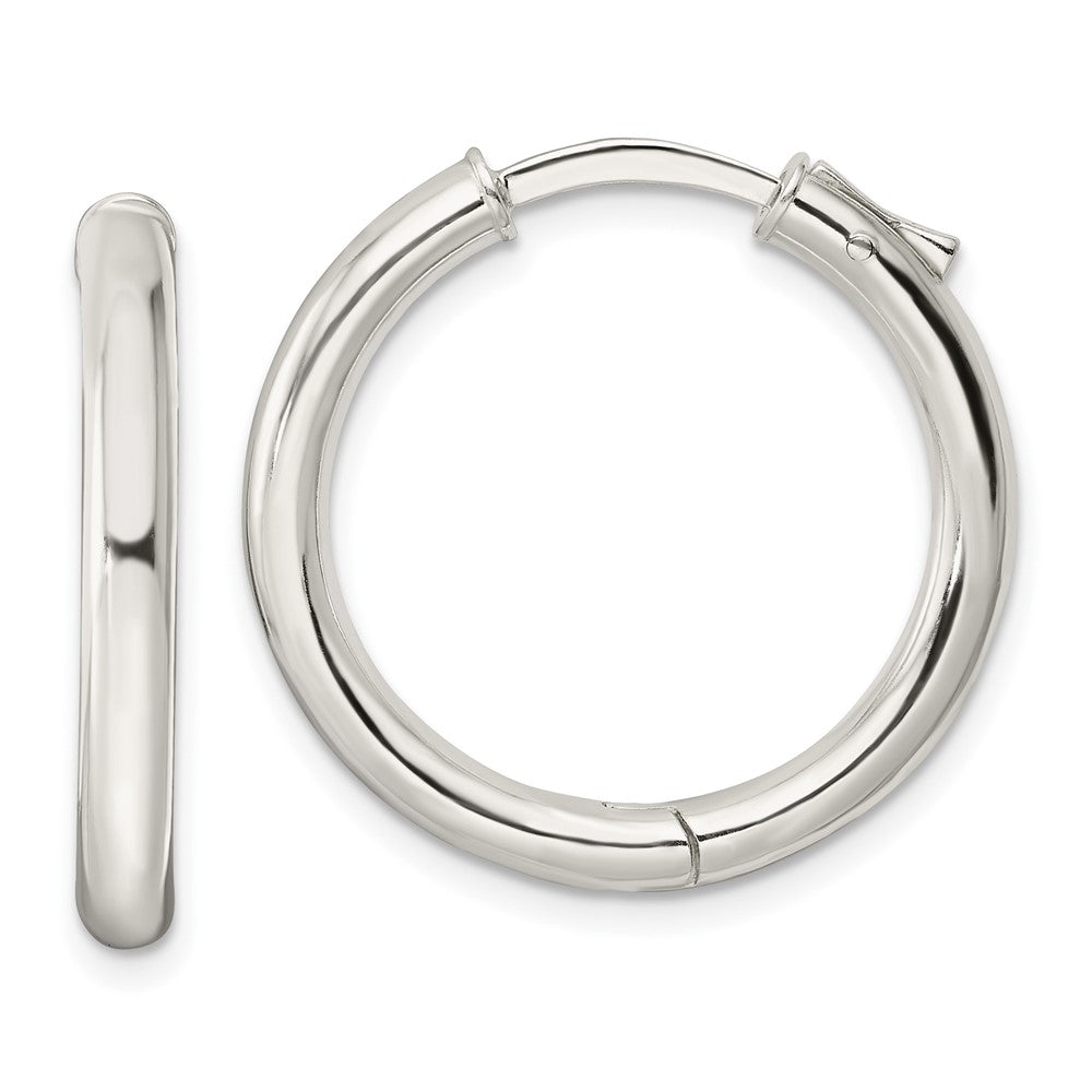 Sterling Silver Polished 3X25mm Hinged Tube Hoop Earrings