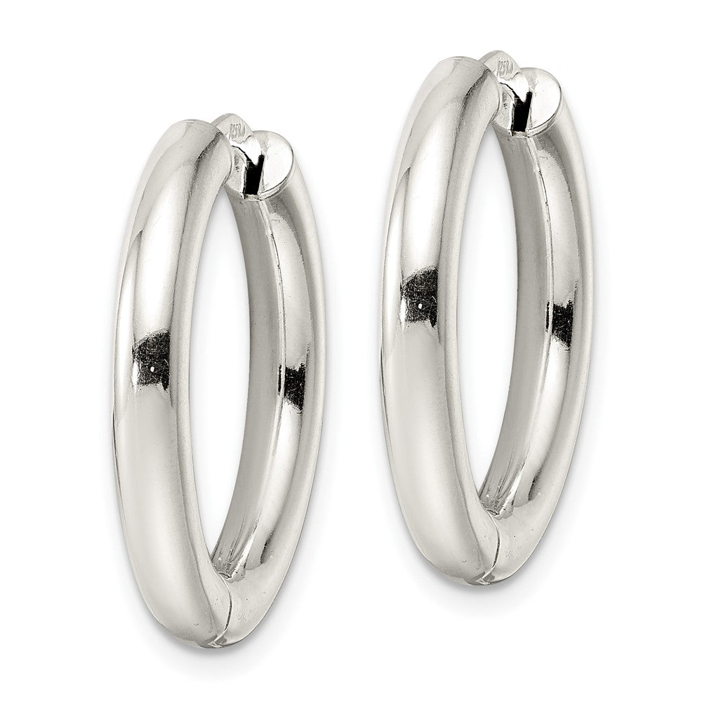 Sterling Silver Polished 3.5X25mm Hinged Tube Hoop Earrings