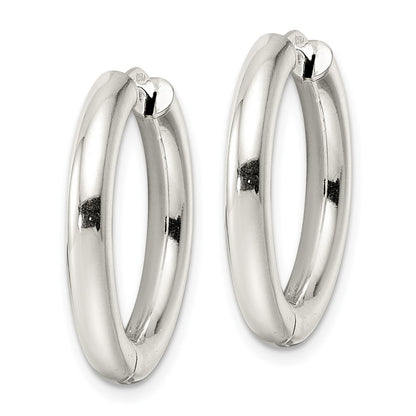 Sterling Silver Polished 3.5X25mm Hinged Tube Hoop Earrings