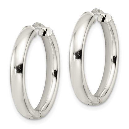 Sterling Silver Polished 3.5X25mm Hinged Tube Hoop Earrings