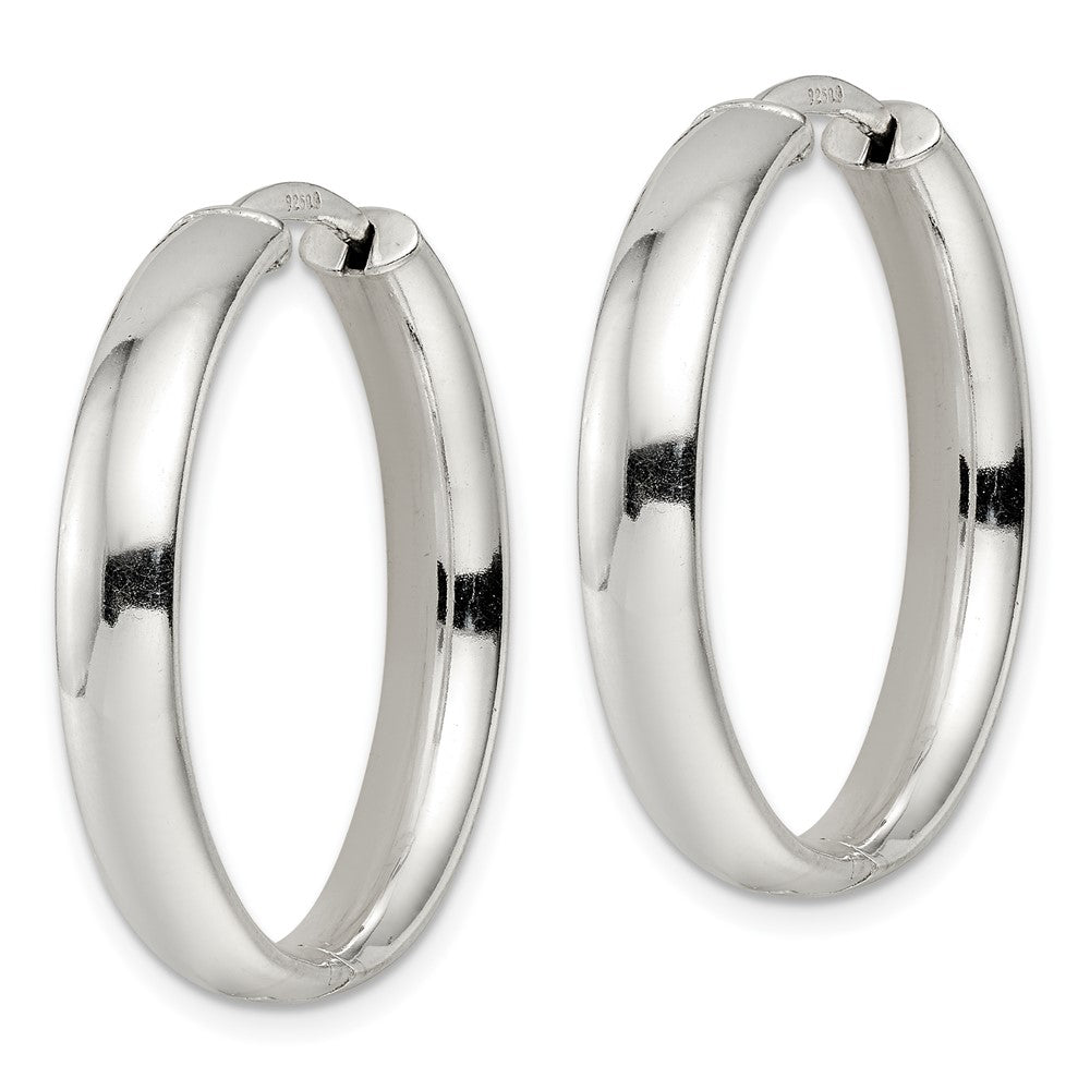 Sterling Silver Polished 5X30mm Hinged Tube Hoop Earrings