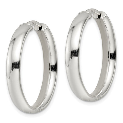 Sterling Silver Polished 5X30mm Hinged Tube Hoop Earrings