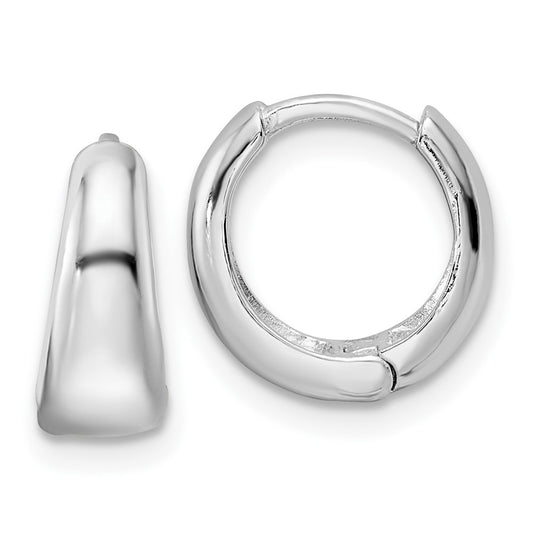 Sterling Silver Rhodium-Plated Polished Hinged Hoop Earrings