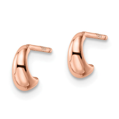 Sterling Silver Polished Rose-Tone Hoop Post Earrings