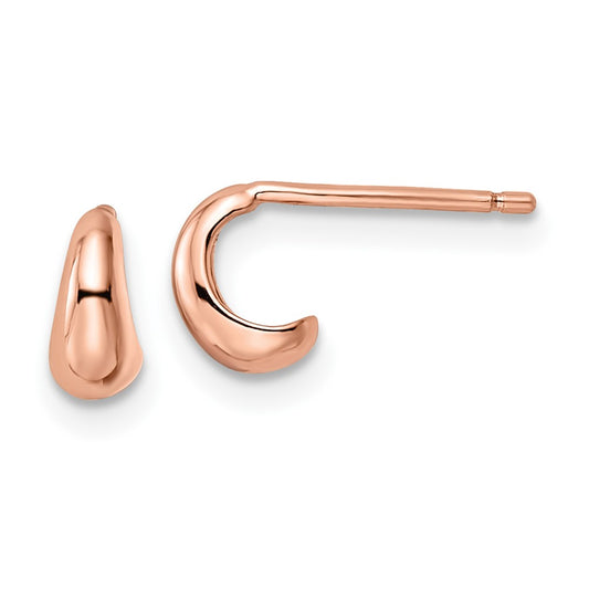 Sterling Silver Polished Rose-Tone Hoop Post Earrings
