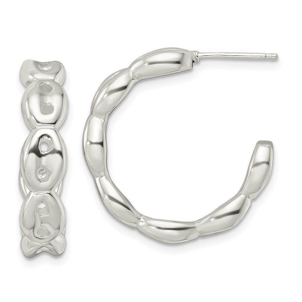 Sterling Silver Polished Scalloped C-Hoop Post Earrings