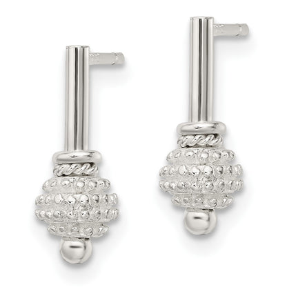 Sterling Silver Textured Ball Dangle Post Earrings