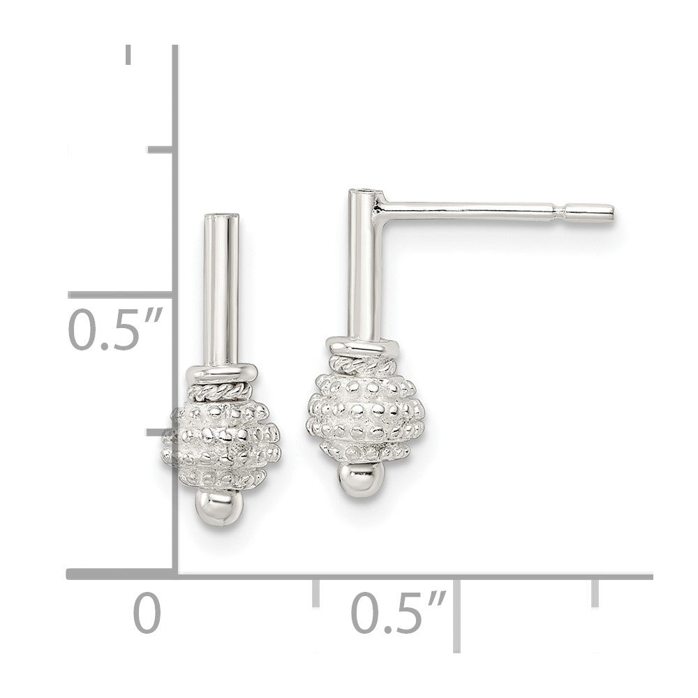 Sterling Silver Textured Ball Dangle Post Earrings