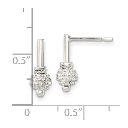 Sterling Silver Textured Ball Dangle Post Earrings