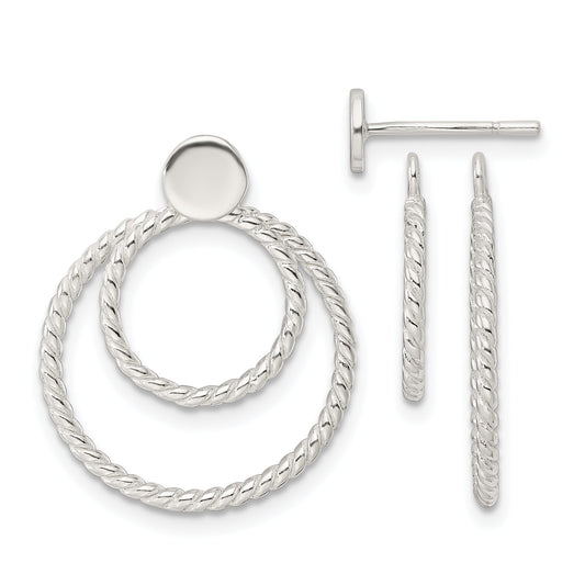 Sterling Silver W/2 Circle Jackets Button Post Earrings