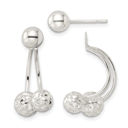 Sterling Silver Textured Ball Jackets And 6mm Post Earrings