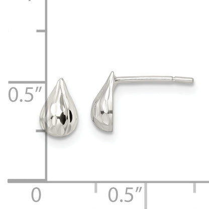 Sterling Silver Diamond-Cut Teardrop Post Earrings