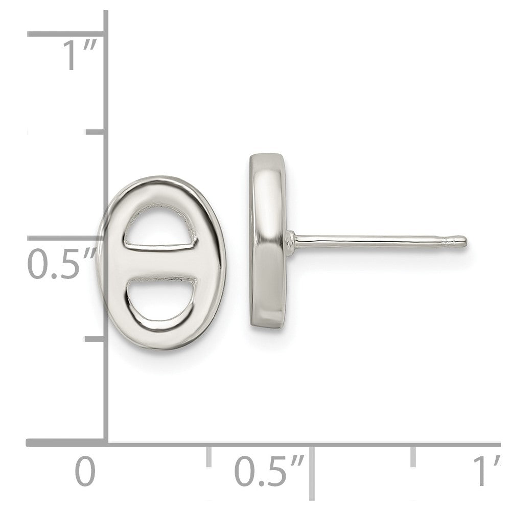 Sterling Silver Polished Oval Design Post Earrings