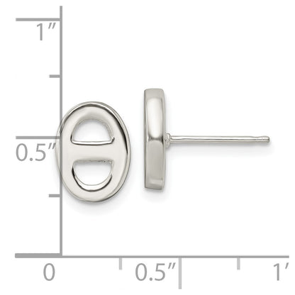 Sterling Silver Polished Oval Design Post Earrings