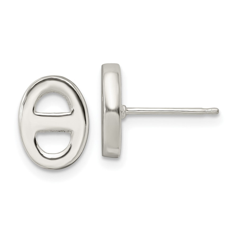 Sterling Silver Polished Oval Design Post Earrings