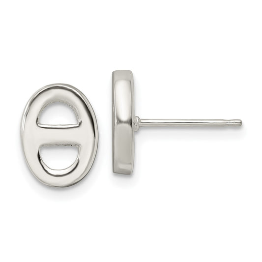 Sterling Silver Polished Oval Design Post Earrings