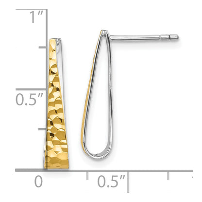Sterling Silver Rhodium-Plated Gold-Plated Hammered Post Dangle Earrings