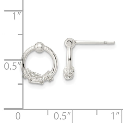 Sterling Silver Polished Fancy Circle Dangle Post Earrings