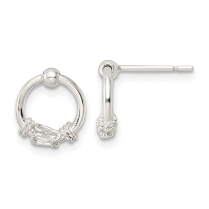 Sterling Silver Polished Fancy Circle Dangle Post Earrings