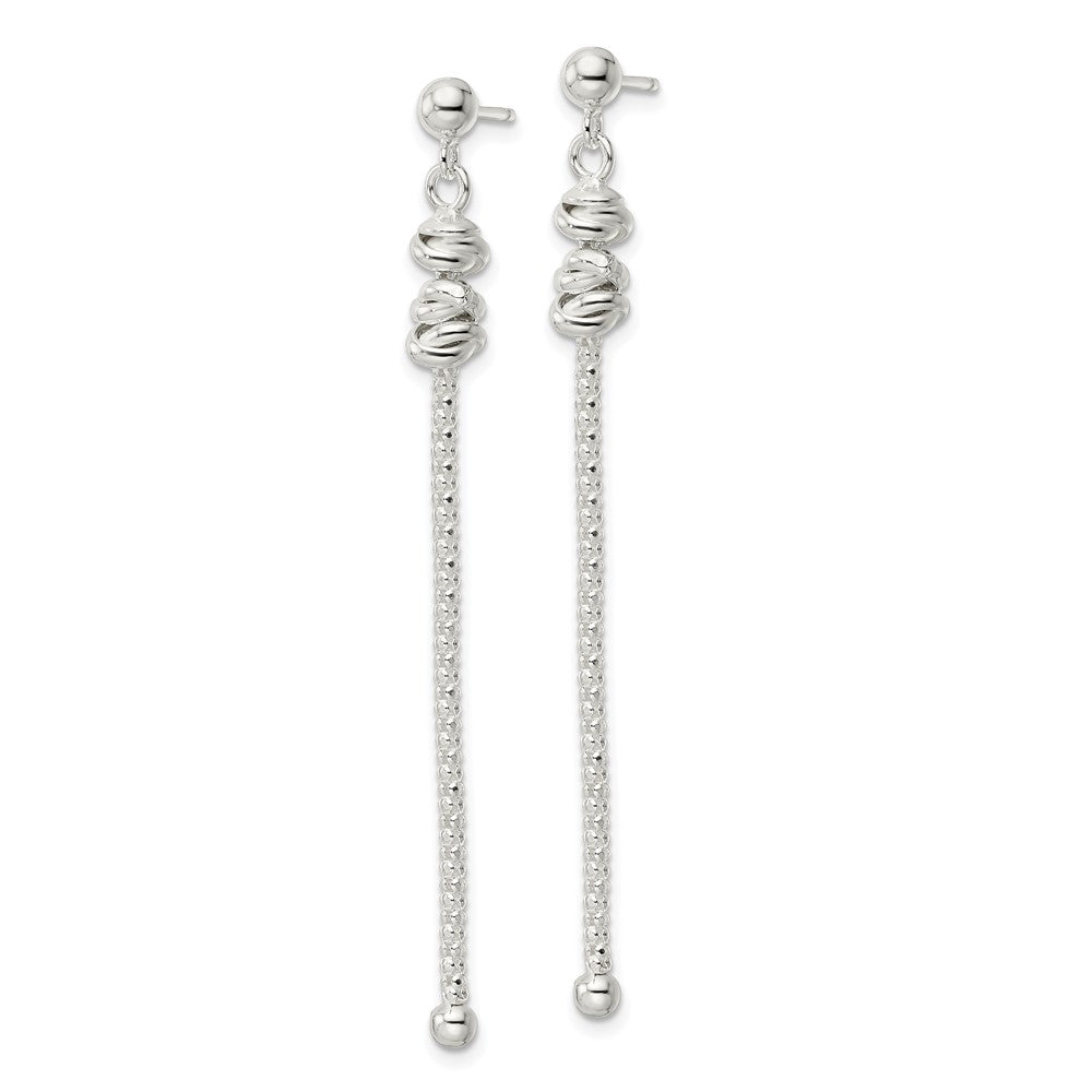 Sterling Silver Fancy Knot W/Chain Post Dangle Earrings